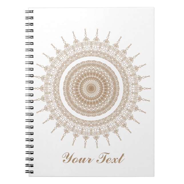 Cuaderno Mandala personalizada Boho blanco bohemio (Frente)