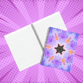 Cuaderno Mandala psicodélica flor rosa azul y amarillo