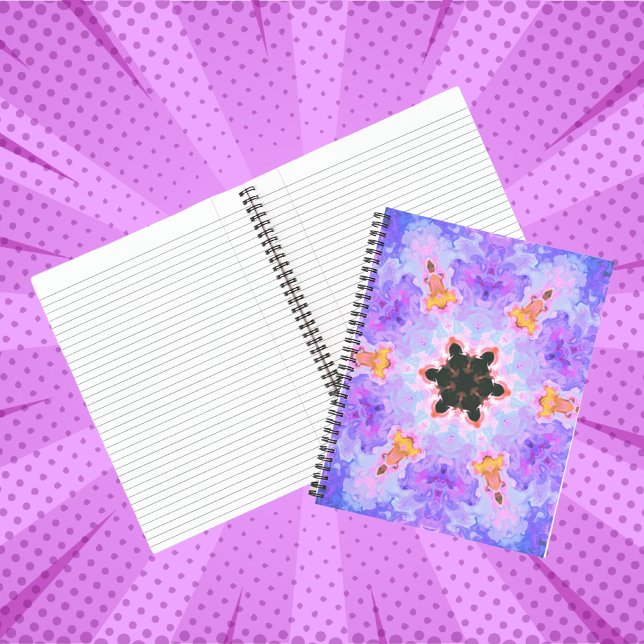 Cuaderno Mandala psicodélica flor rosa azul y amarillo (Subido por el creador)