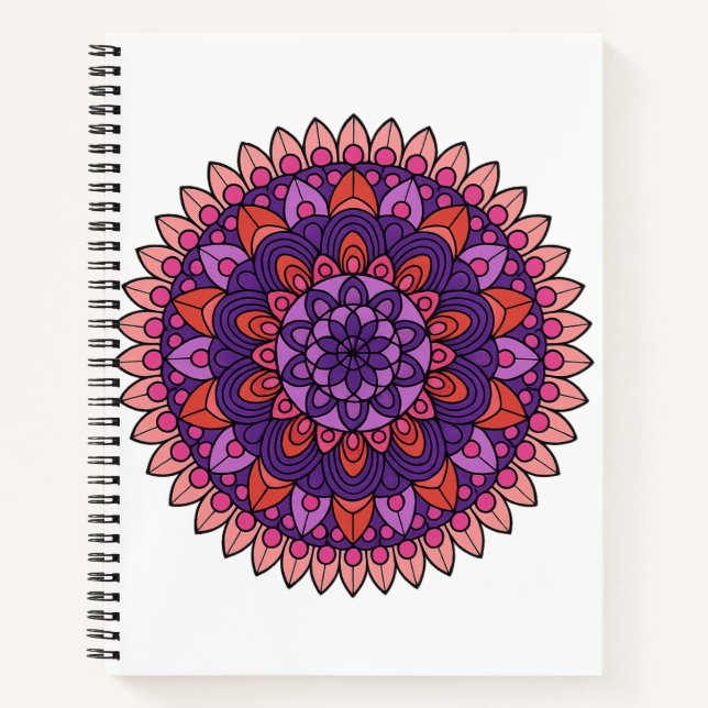 Cuaderno Mandala púrpura y rosa (Anverso)