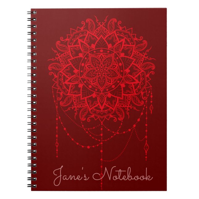 Cuaderno Mandala red maroon Indian (Frente)