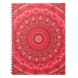 Cuaderno Mandalá Rojo Geométrico Amor Vibrante Boho Intenso