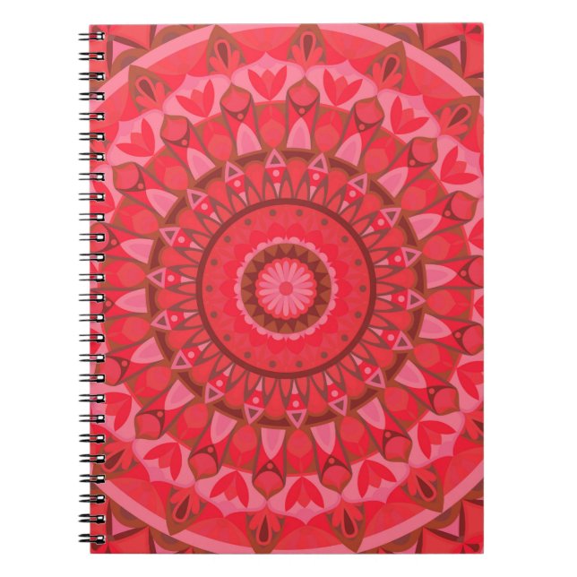 Cuaderno Mandalá Rojo Geométrico Amor Vibrante Boho Intenso (Frente)