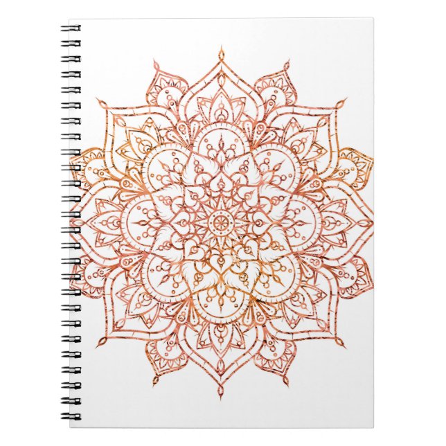 Cuaderno Mandala rosa y naranja en glamour blanco (Frente)