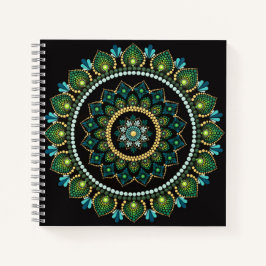 Cuaderno Mandala verde | Pintado a mano | Geometría sagrada