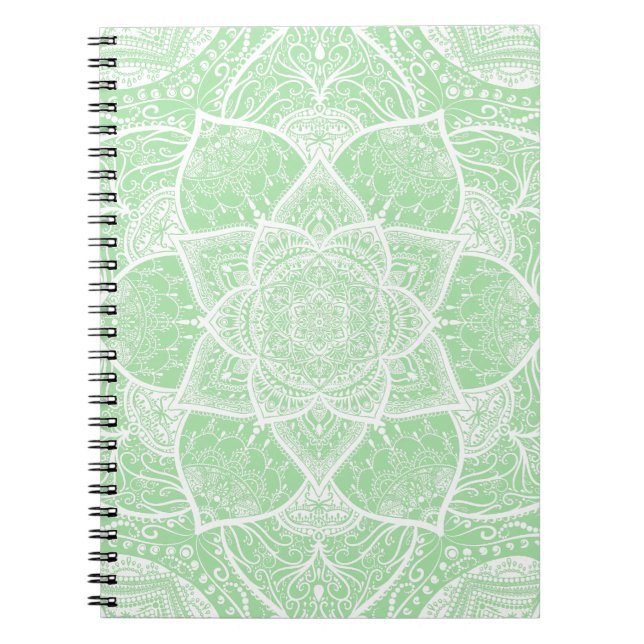 Cuaderno Mandala verde y blanca - Loergans en Seafoam (Frente)