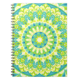 Cuaderno Mandala verde zen boho patrón geométrico de bienes