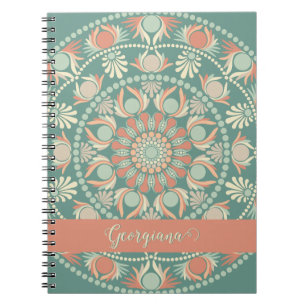Cuaderno Mandala y sabio retro ornato personalizado