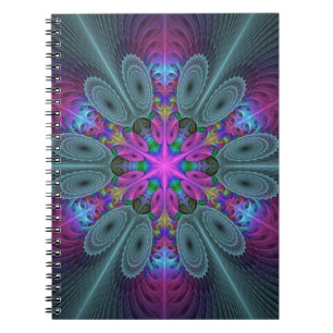Cuaderno Mandalas Arte Fractal Colorido Asombroso Caleidosc
