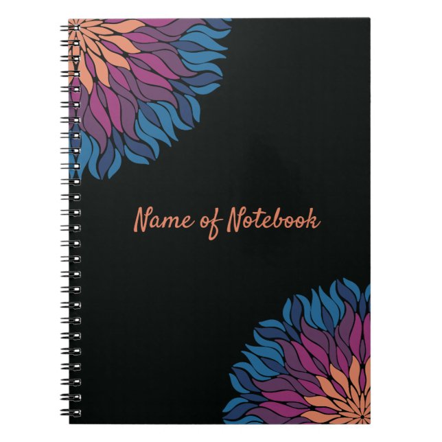 Cuaderno Mandalas de flores en azules y malva (Frente)