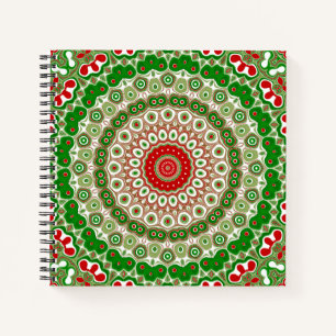Cuaderno Mandalas Festivos de Rojo y Verde con Simetría Nav