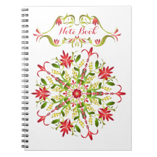 Cuaderno Mandalas florales de rojo verde y amarillo