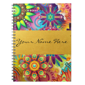 Cuaderno Mandalas florales enrrolladas personalizadas de la