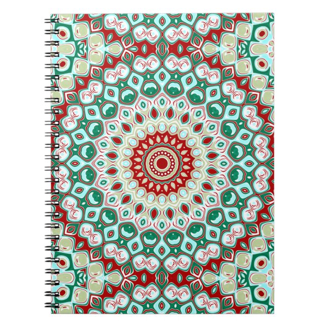 Cuaderno Mandalas Navideños en Rojo, Verde y Blanco Inverna (Frente)
