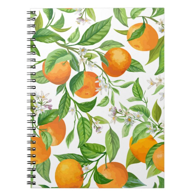 Cuaderno Mandarín: Patrón tropical colorido (Frente)