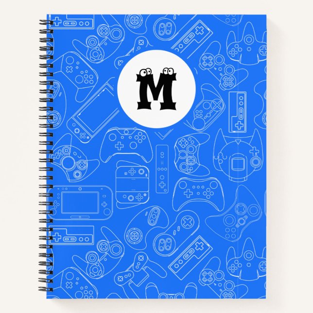 Cuaderno Mando de videojuegos con monograma para niños game (Anverso)