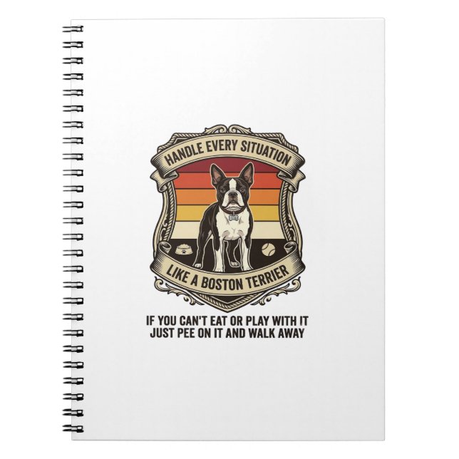 Cuaderno Manejar cada situación Boston Terrier perro atarde (Frente)