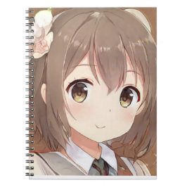 Cuaderno Manga de anime suave chica pelo marrón ojos de ave