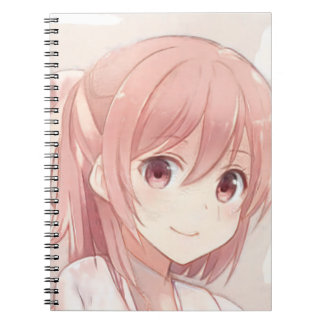 Cuaderno Manga de los ojos rosados chica de anime de pelo r