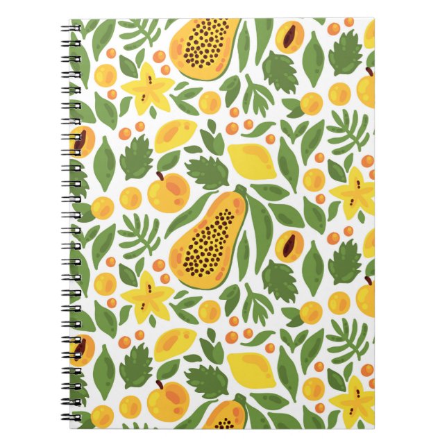 Cuaderno Mango de durazno de limón de papaya marea tropical (Frente)