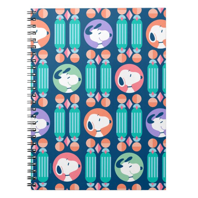 Cuaderno Maní | Patrón de sueños de deco azul oscuro Snoopy (Frente)