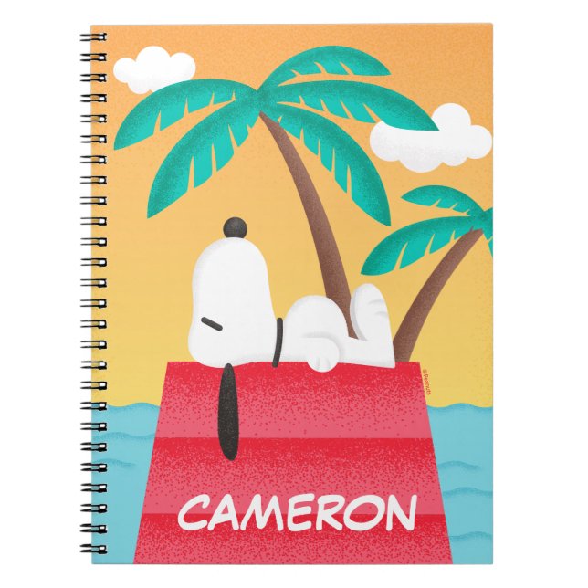 Cuaderno Maní | Snoopy Tropical Deco | Añadir su nombre (Frente)