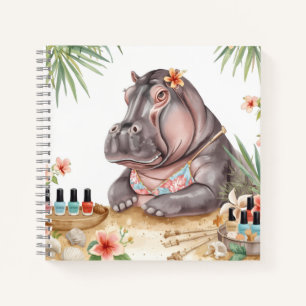 Cuaderno Manicura de hipopótamo en la playa