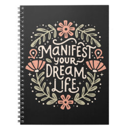 Cuaderno Manifieste su vida de sueño manifestando su afirma