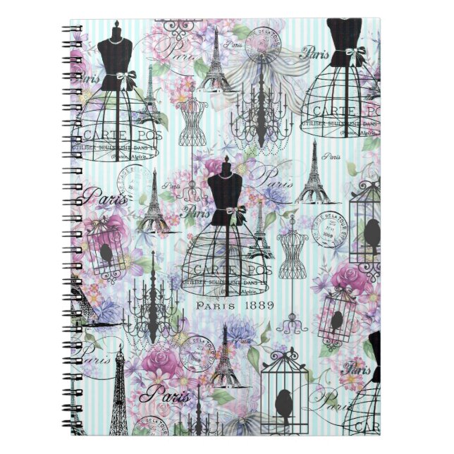 Cuaderno Mannequina floral de la Torre Eiffel (Frente)