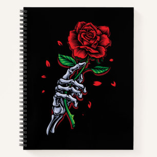 Cuaderno Mano de esqueleto con Rosa - Arte gótico romántico