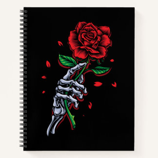 Cuaderno Mano de esqueleto con Rosa - Arte gótico romántico