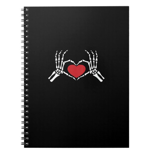 Cuaderno Mano de esqueleto de niños Corazón Día de San Vale (Frente)