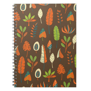 Cuaderno Mano de garabato dibujada patrón tropical con hoja