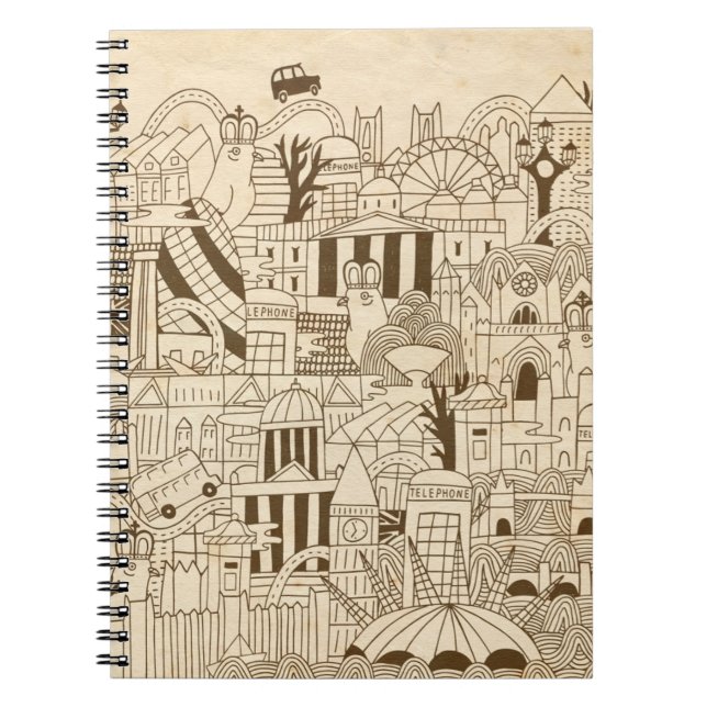 Cuaderno Mano de Londres dibujada en el papel viejo (Frente)