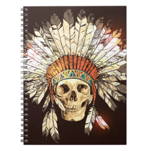 Cuaderno Mano dibujada de la cabeza de un nativo americano