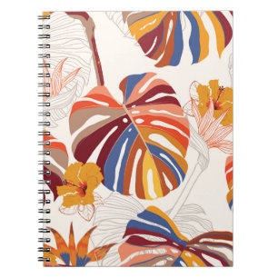 Cuaderno Mano floral tropical brillante dibujada