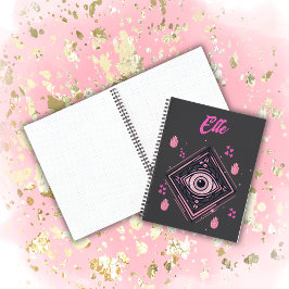 Cuaderno Mano Hamsa con ojos malvados y corazones rosados e