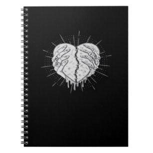Cuaderno Mano Monocroma De Esqueleto Con Corazón Clásico