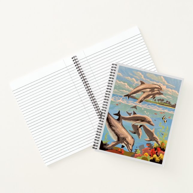 Cuaderno Mano Pintada Por Número | Delfines lúdicos | PERSO (Interior)