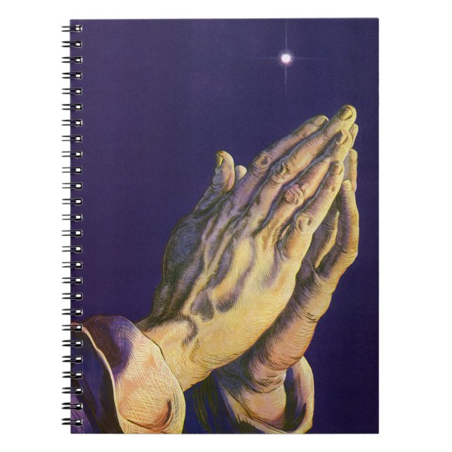 Cuaderno Manos antiguas orando con la estrella de Belén (Frente)