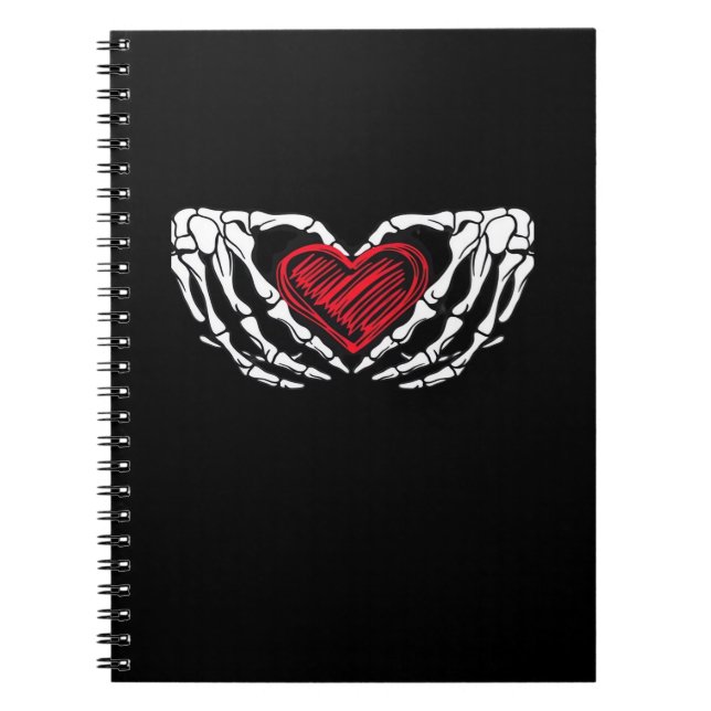Cuaderno Manos de esqueleto con el corazón clásico (Frente)