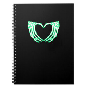 Cuaderno Manos de esqueleto, corazón, disfraz de Halloween