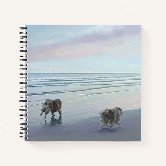 Cuaderno Manos en la pintura de perro en la costa (Anverso)