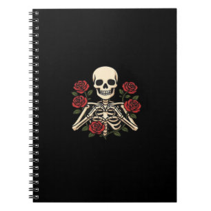 Cuaderno Manos Skeleton Heart Con Rosas Rojas - Romántico O
