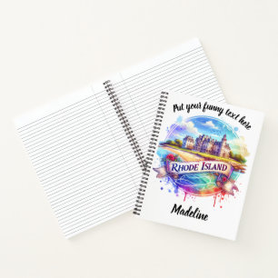 Cuaderno Mansión costera en RI al atardecer