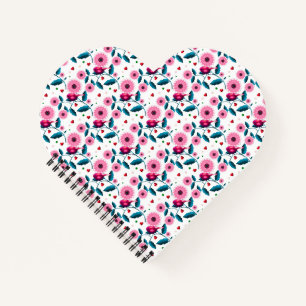 Cuaderno Manta de diseño botánico floral de pájaro rosa cap