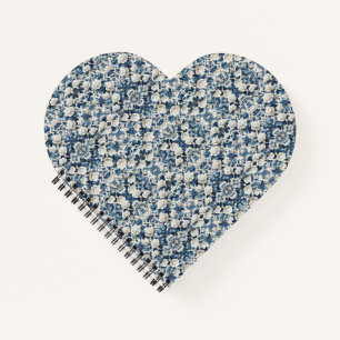 Cuaderno Manta de Patrón de Damasco Floral Azul