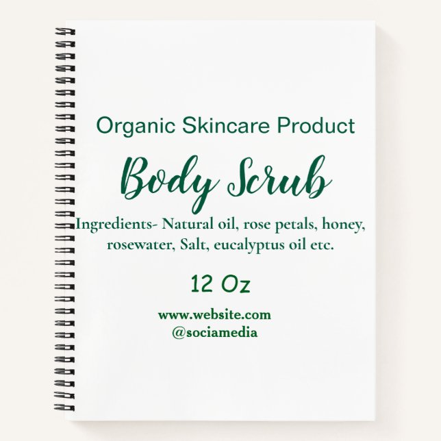 Cuaderno Manteca de exfoliación corporal de naturaleza verd (Anverso)