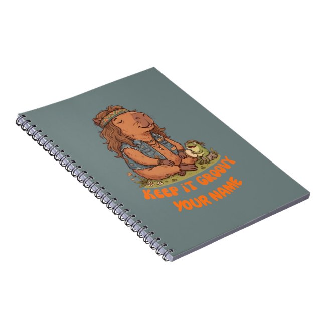 Cuaderno Mantén Groovy Capybara Lindo Retro Personalizado (Lado Derecho)
