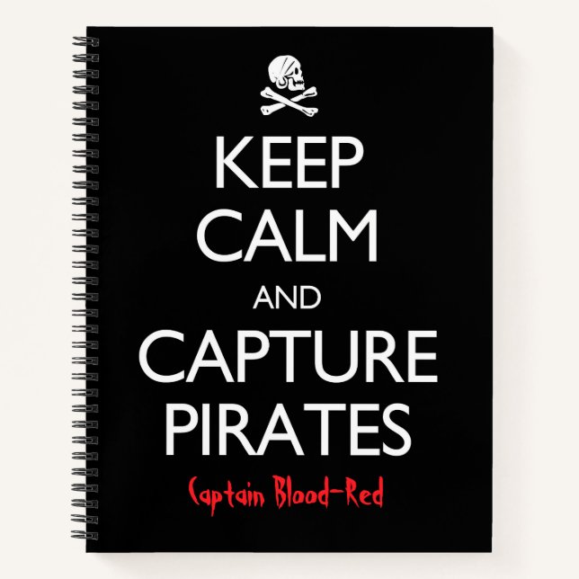 Cuaderno Mantén la Calma y Captura Piratas Personalizado (Anverso)